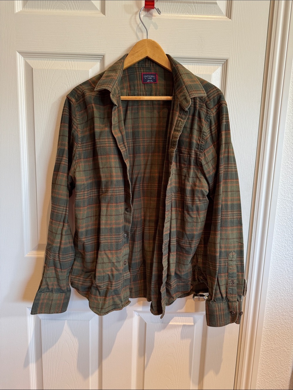 UNTUCKit Men's Olive & Brown Plaid Lightweight Shirt Jacket